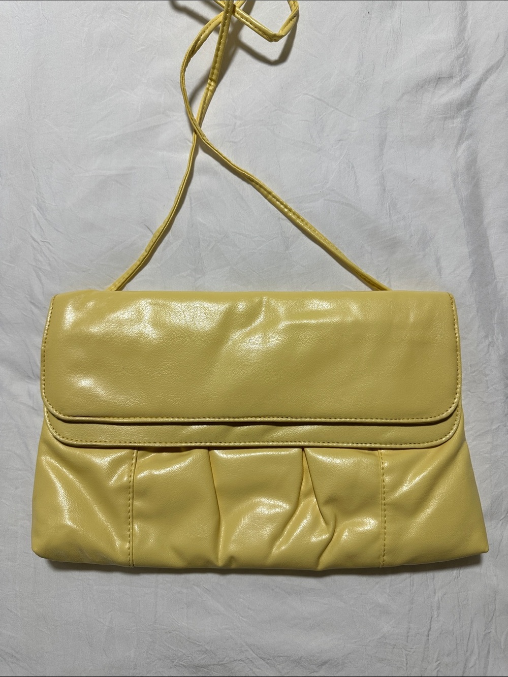 Vintage 233 Broadway Banana Yellow Convertible Clutch Shoulder Bag Retro 80s